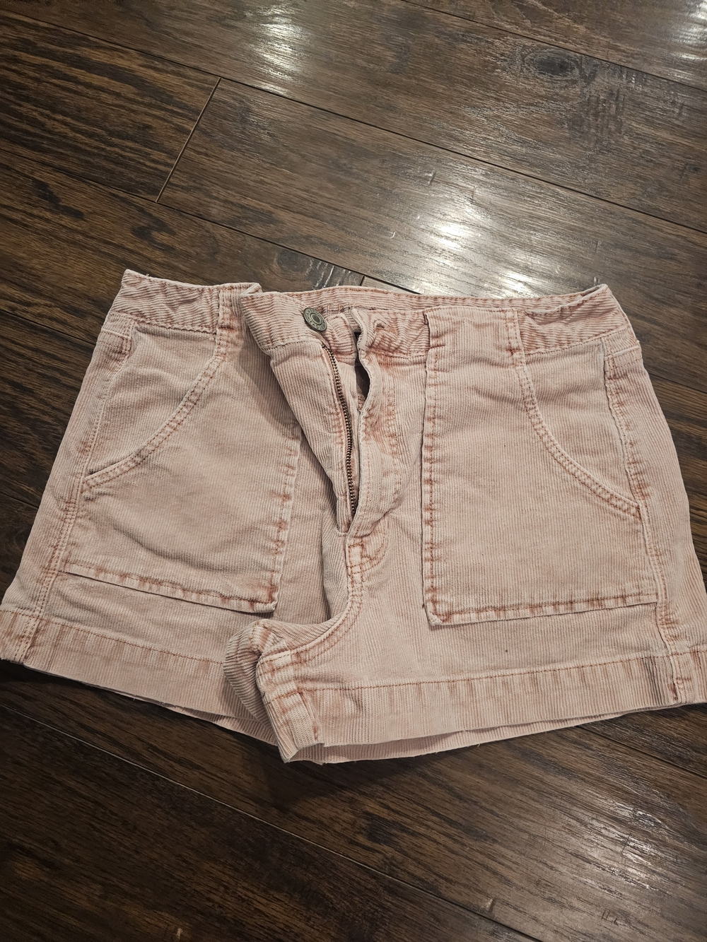 American Eagle Outfitters Light Pink Corduroy Patch-Pocket Shorts